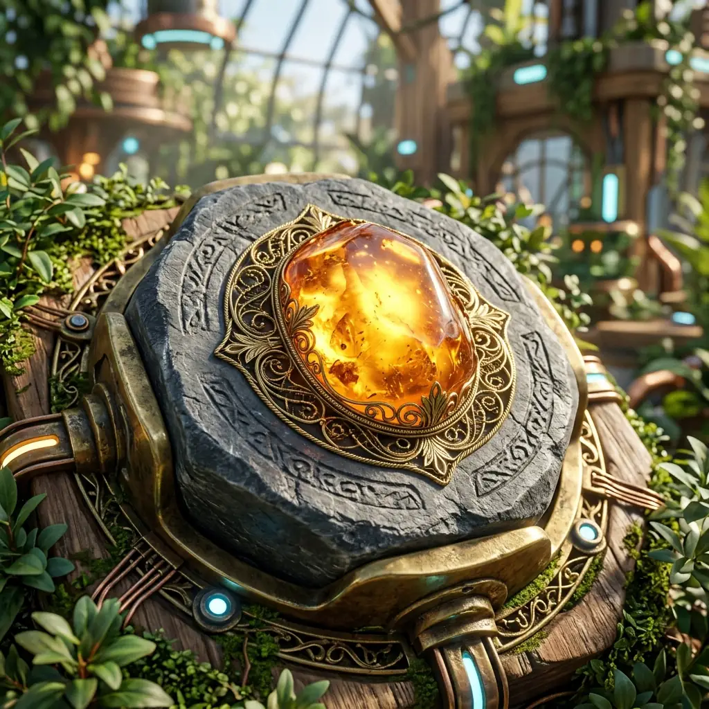 Glowing amber Spin Gemstone